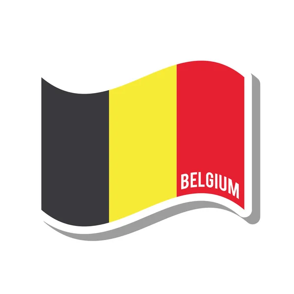 Ikon terisolasi bendera belgium patriotik - Stok Vektor