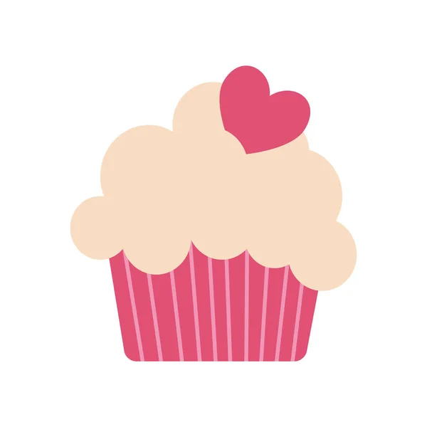 Pastel dulce con corazón icono — Archivo Imágenes Vectoriales