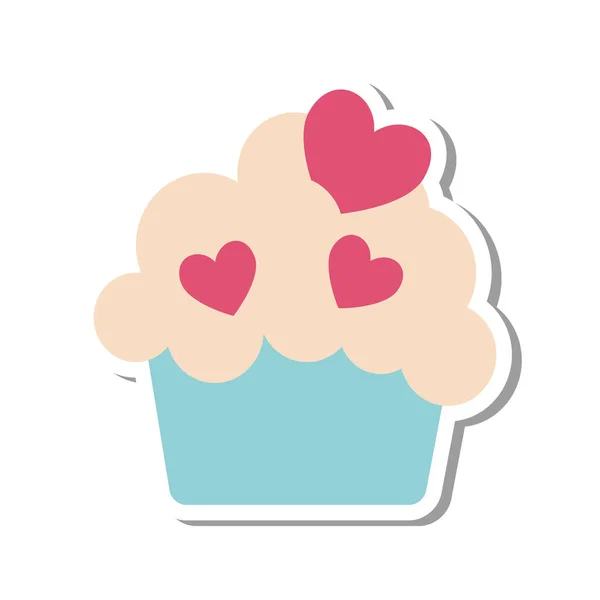 Sweet cake with hearts icon — Stock Vector