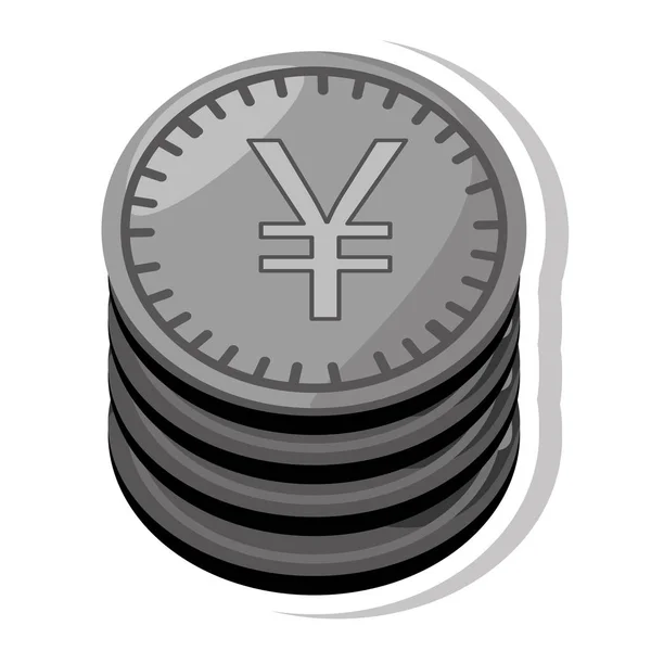 Yen munt geïsoleerde pictogram — Stockvector