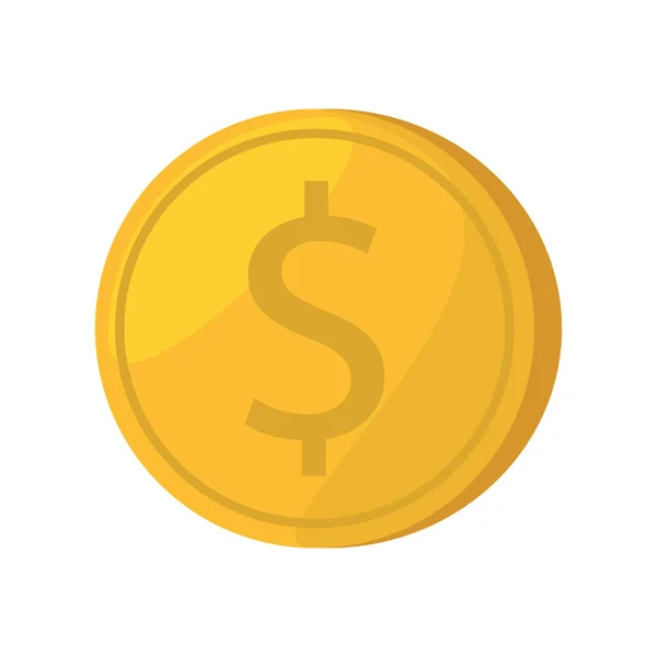 Munt dollar geïsoleerde pictogram — Stockvector