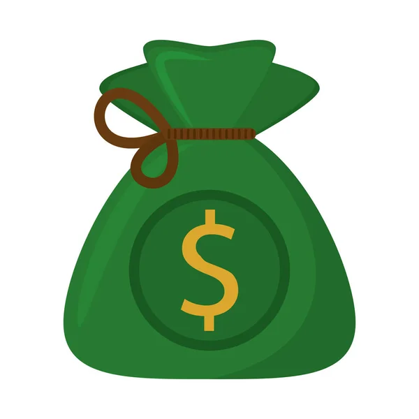 Bolsa de dinero icono aislado — Vector de stock