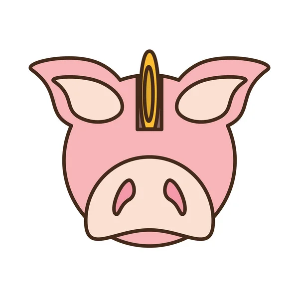 Piggy besparingar med mynt isolerade ikon — Stock vektor