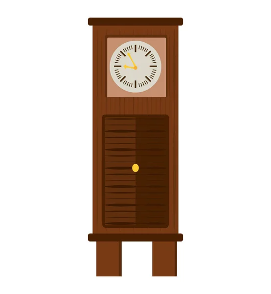 Drewniany zegar antyczny ikona na białym tle — Wektor stockowy