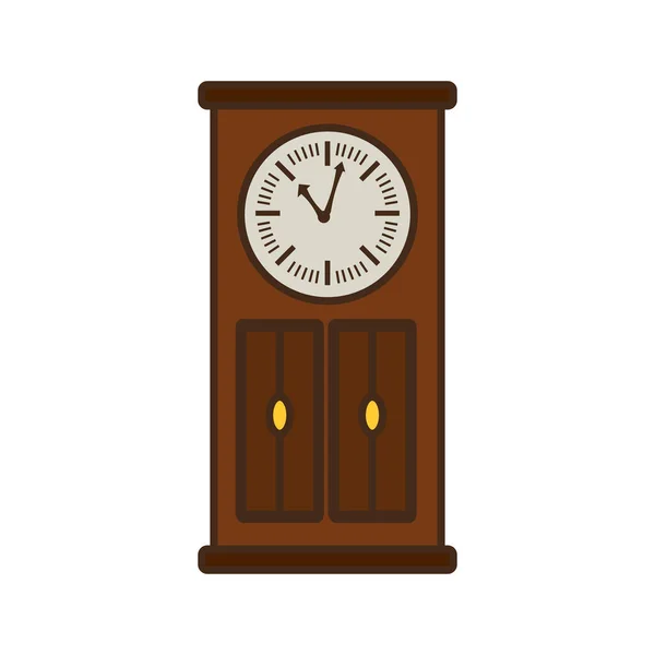 Horloge en bois antique icône isolée — Image vectorielle