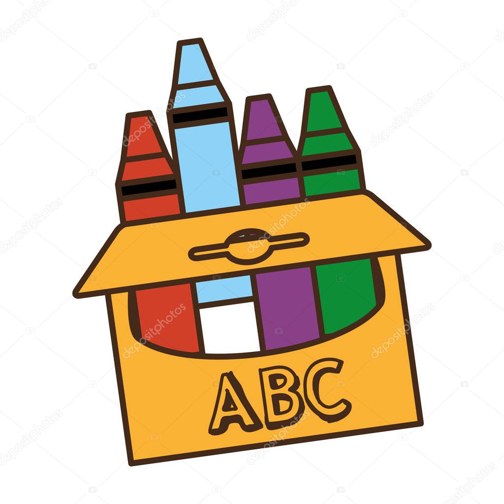 crayons box isolated icon