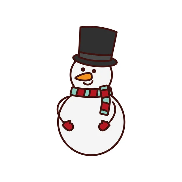 Cute snowman character isolated icon — Stock Vector