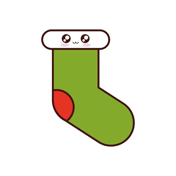 Vrolijk kerstfeest sokken pictogram — Stockvector