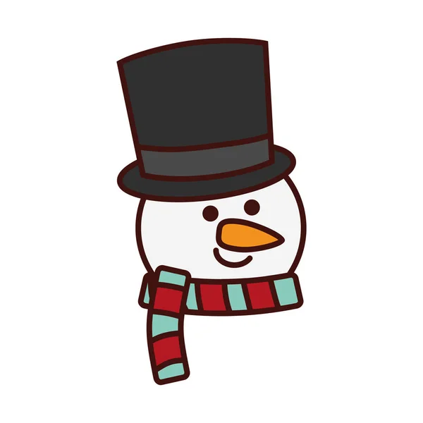 Bonitinho boneco de neve personagem isolado ícone — Vetor de Stock
