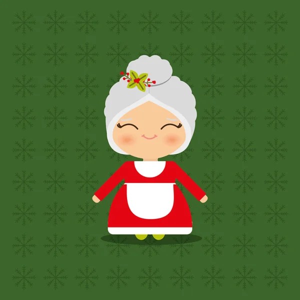 Feliz tarjeta de Navidad, Sra. Claus. — Vector de stock