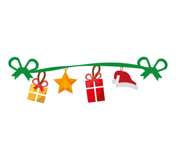 Veselé vánoční dekorace závěsné ikona — Stockový vektor