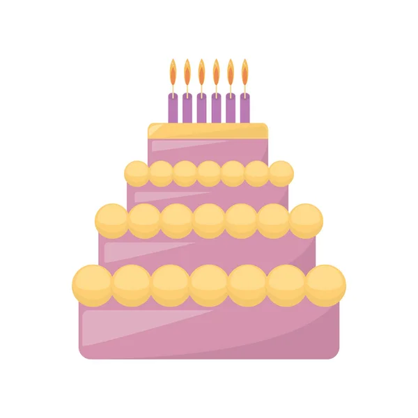 Słodkie ciasto pyszne ikona na białym tle — Wektor stockowy