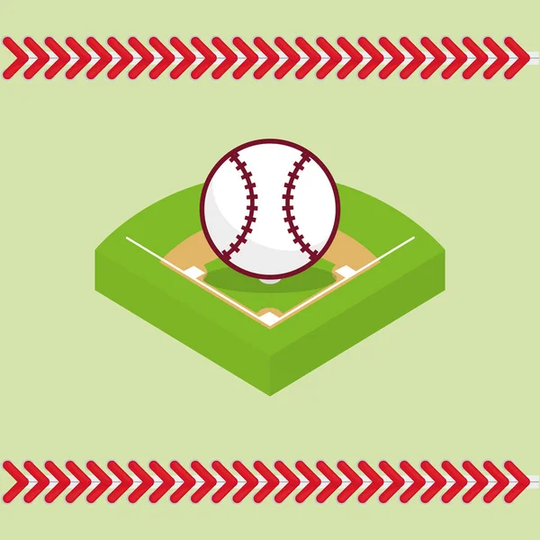 Pelota de campo de béisbol — Vector de stock