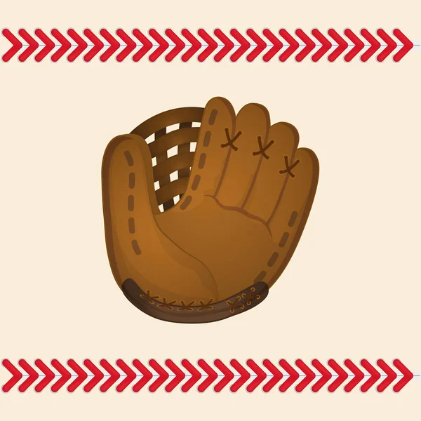 Guante de cuero de béisbol — Vector de stock