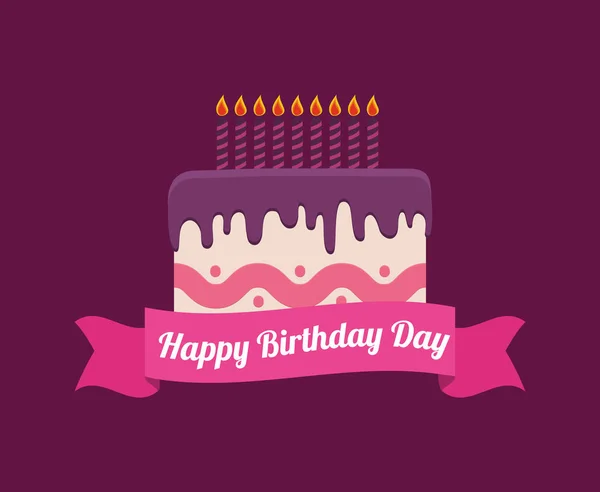 Щасливий день народження торт — стоковий вектор