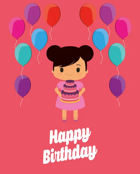 Feliz cumpleaños niño de dibujos animados — Vector de stock