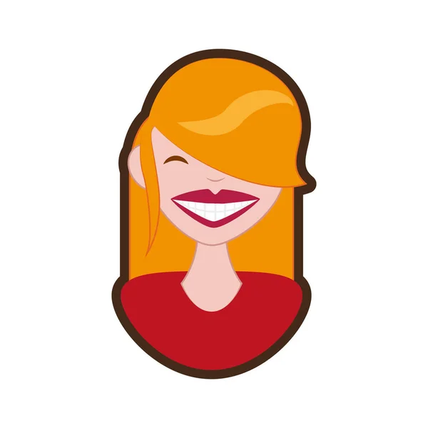 Mujer sonrisa carácter icono — Vector de stock