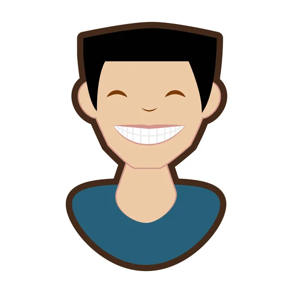 Hombre sonrisa carácter icono — Vector de stock