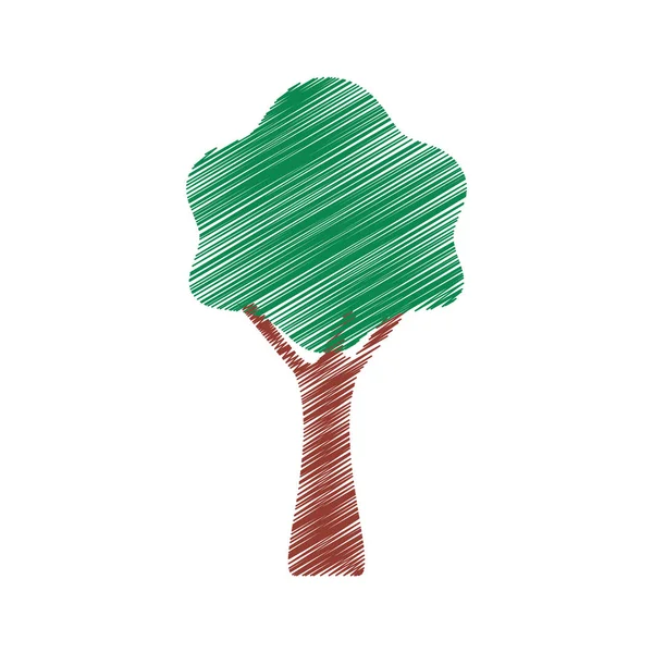 Albero pianta mano disegno isolato icona — Vettoriale Stock