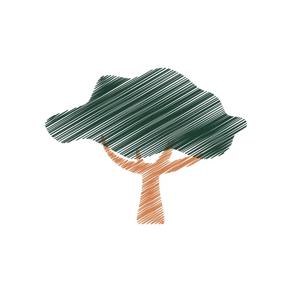 Árbol planta mano dibujo icono aislado — Archivo Imágenes Vectoriales