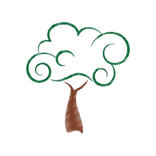 Albero pianta mano disegno isolato icona — Vettoriale Stock