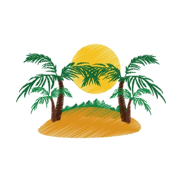 Fa palm trópusi, elszigetelt ikon — Stock Vector