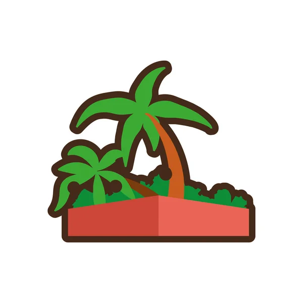 Drzewo tropikalne palmy na białym tle ikona — Wektor stockowy