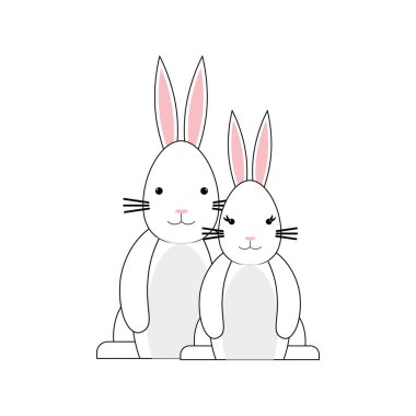 Mutlu Paskalya bunny çizgi film izole simgesi