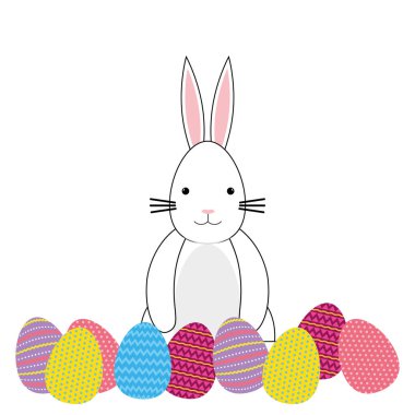 Mutlu Paskalya bunny çizgi film izole simgesi