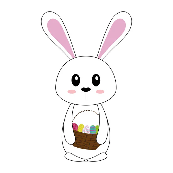 Happy easter lapin dessin animé icône isolée — Image vectorielle