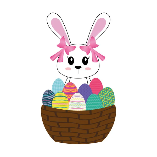 Feliz Pascua conejito de dibujos animados icono aislado — Vector de stock