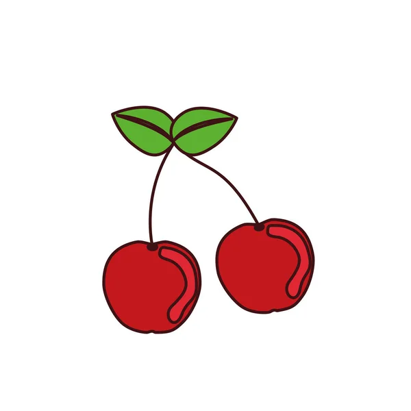 Köstliche Kirschfrüchte isoliert Symbol — Stockvektor