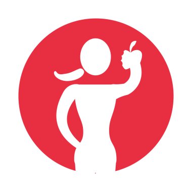 kadın siluet elma yemek meyve