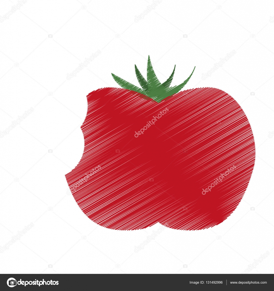Download - Hand colored drawing tomato bite icon - Stock Illustration. 