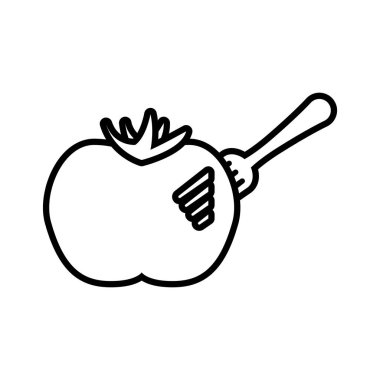 Çizim domates sebze çatal simgesini