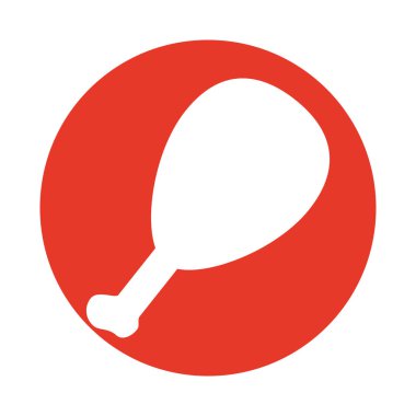 Beyaz siluet tavuk uyluk turuncu daire arka plan