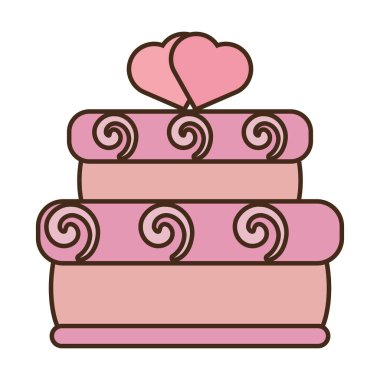 lezzetli pembe pasta iki kalpler düğün simgesi