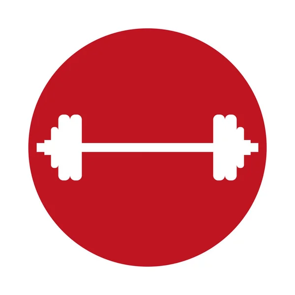 Peso de la mancuerna deporte gimnasio icono círculo rojo — Archivo Imágenes Vectoriales
