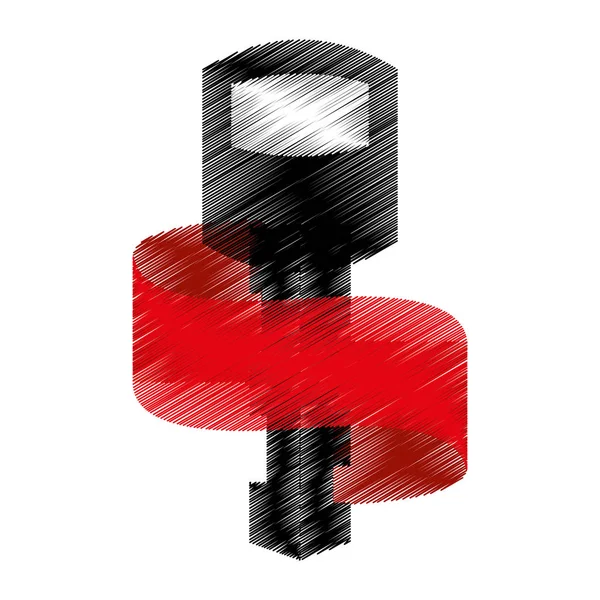 Ręka klucza szkicu rysunku z czerwoną wstążką — Wektor stockowy