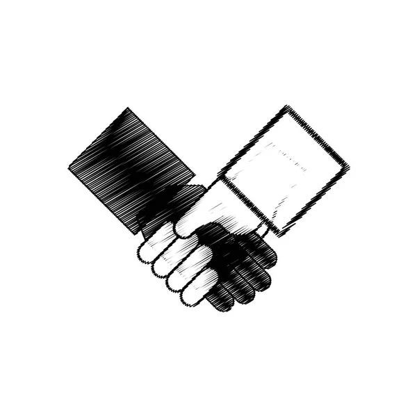 Mão desenho aperto de mão equipe símbolo — Vetor de Stock