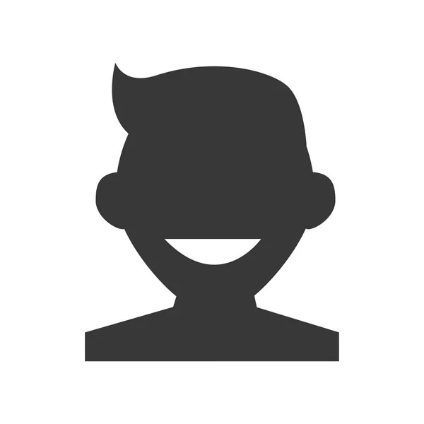 Head silhouette boy front icon — Stock Vector