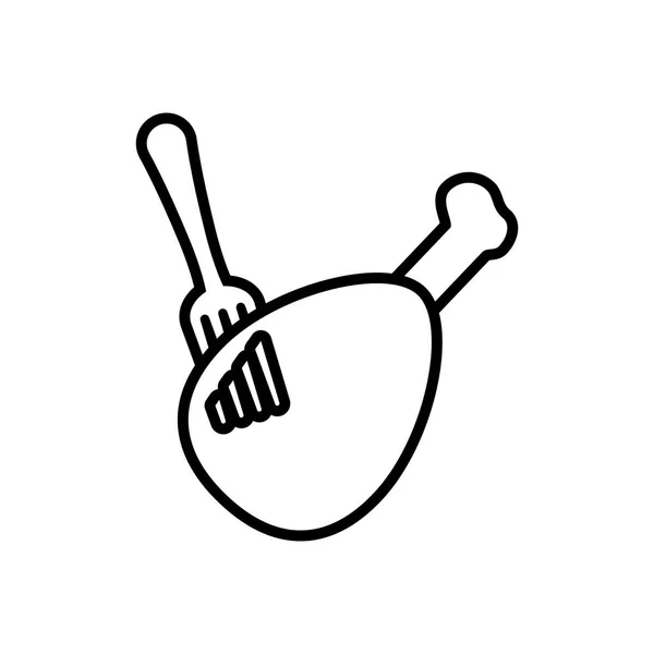 Drawing chicken thigh on fork icon — Stock Vector