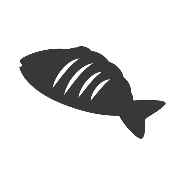 Silueta comida pescado icono gráfico — Vector de stock