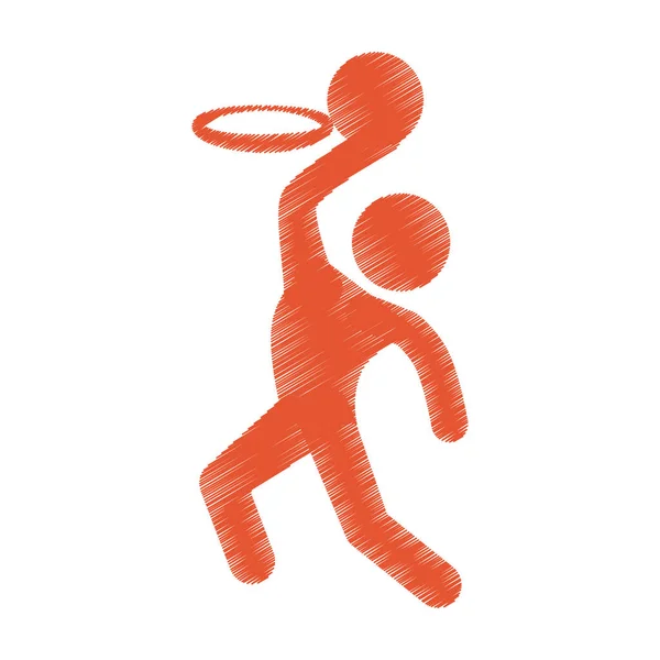 Zeichnung farbige Silhouette Mann Spieler Basketball — Stockvektor