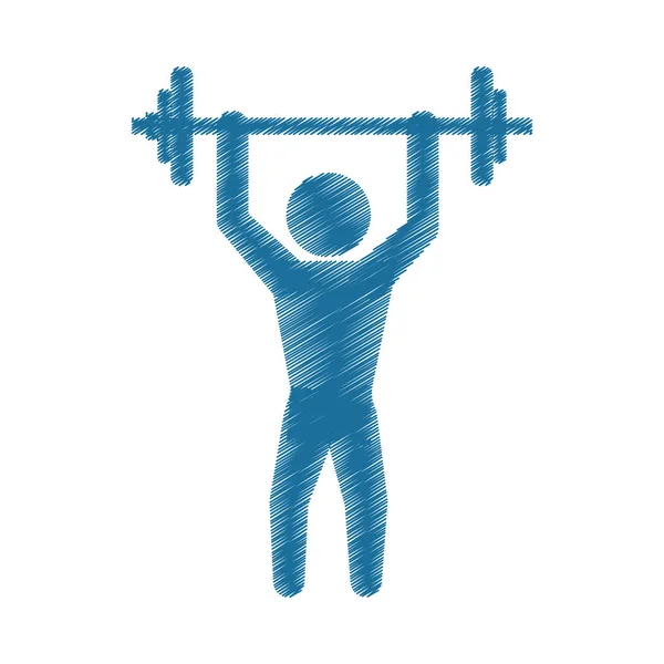 Drawing colored silhouette man gym weight barbell — Stock Vector