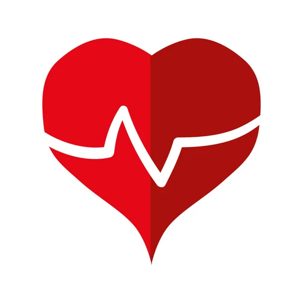 Grande ícone de cuidados de saúde frequência cardíaca vermelho — Vetor de Stock