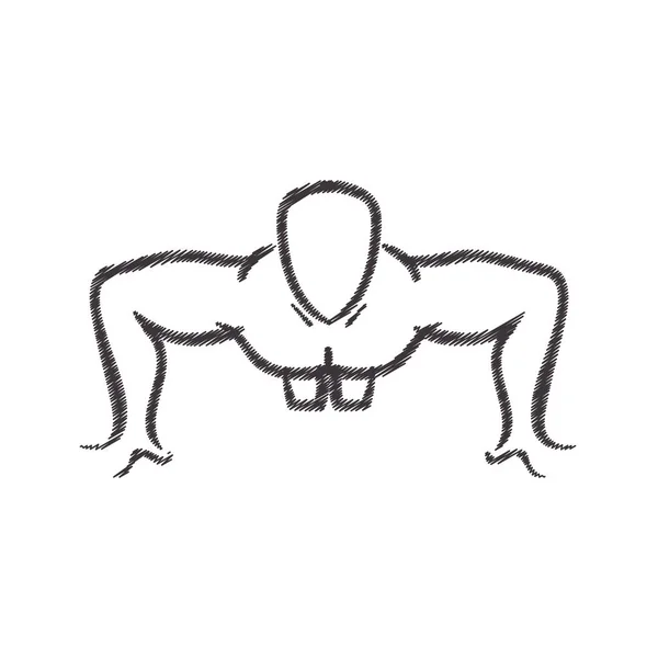 Hombre silueta ejercicio push ups frente — Vector de stock
