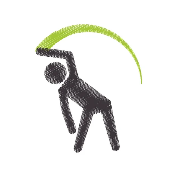 Dessin silhouette colorée athlète gymnastique avec ruban — Image vectorielle