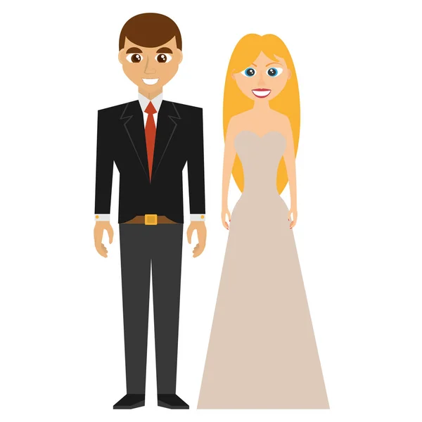 Elegante bried en bruidegom paar bruiloft — Stockvector