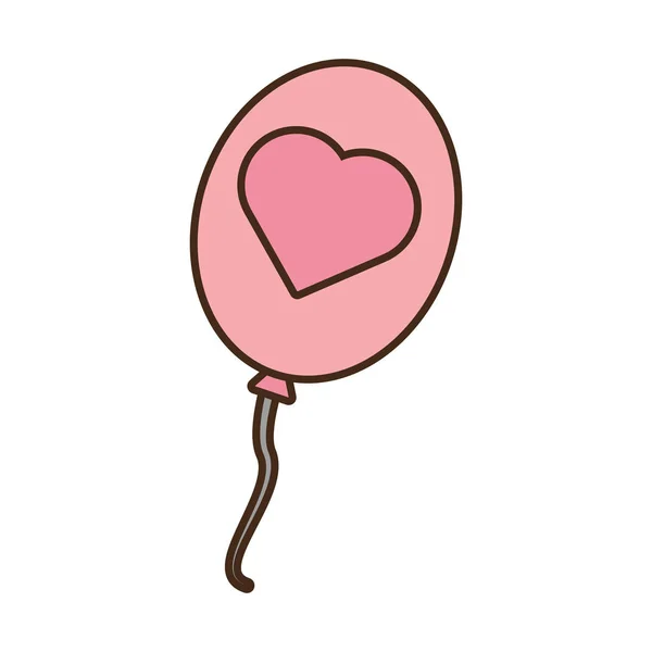 Rosa Ballon Liebe Herz Symbol — Stockvektor